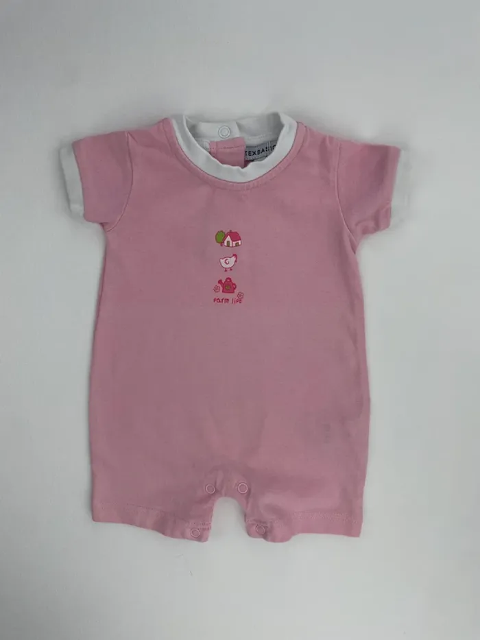 Combinaison rose à manches courtes - Texbasic – Naissance