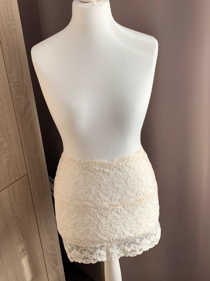 Jupe lingerie dentelle beige L - photo numéro 2
