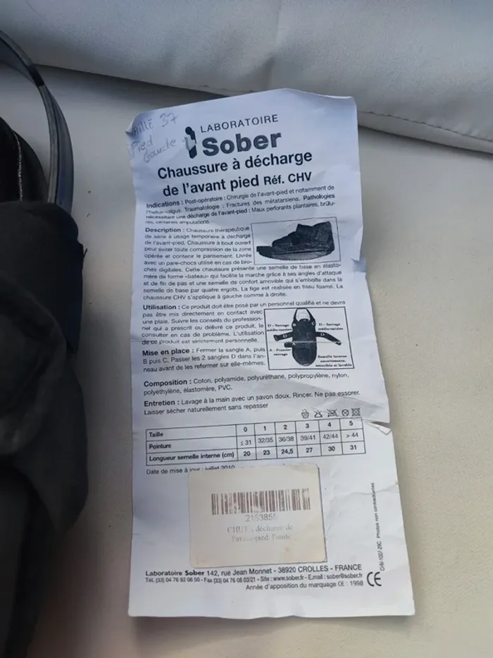 Chaussure a décharge a l avant pied taille 37 - photo numéro 6