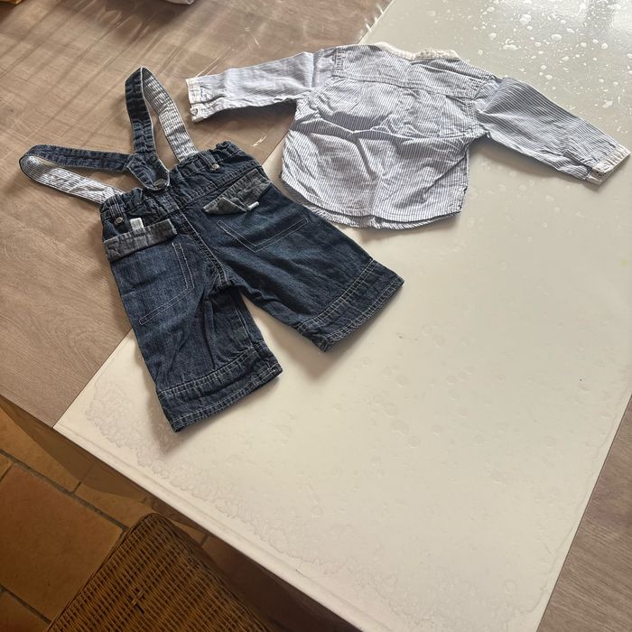 Ensemble ( salopette avec sa chemise) taille 3 mois ( 60 cm - photo numéro 2