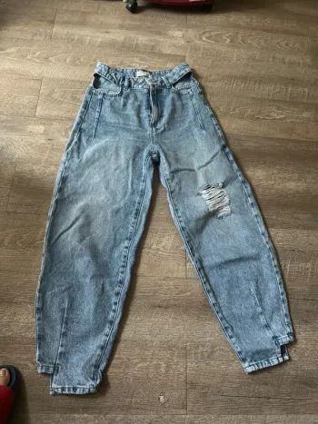 Jeans large taille haute