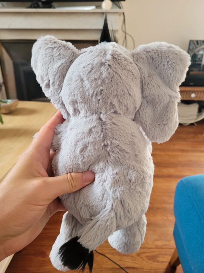 Peluche Éléphant Steiff 30cm gris rose doudou collection étiquette jaune très doux - photo numéro 5