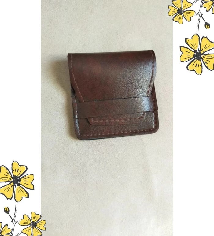 Mini porte-monnaie en cuir marron – Fait main