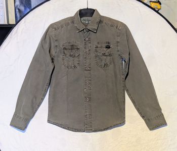 Chemise Kaporal Kaki Armée Petites Poches Devant Ecritures Arrière Vêtement Tendance Mode Enfants