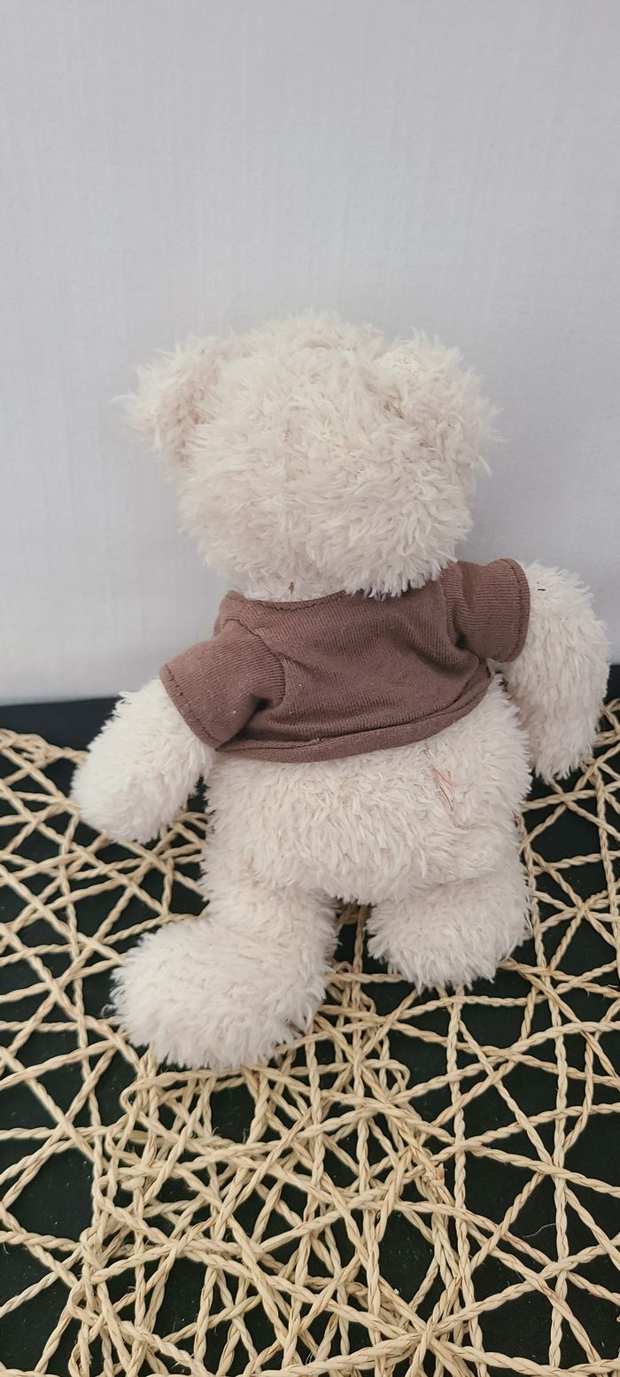 Doudou Peluche Histoire D'ours Ecru Tee Shirt Marron - photo numéro 4