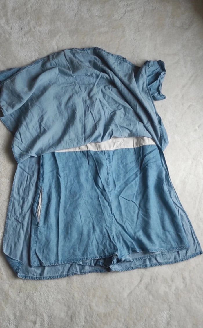 Robe combishort Zara Basic M bleu clair jeans tendance - photo numéro 7