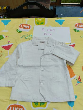 Veste légère 5 ans fille VertBaudet blanche lin et coton