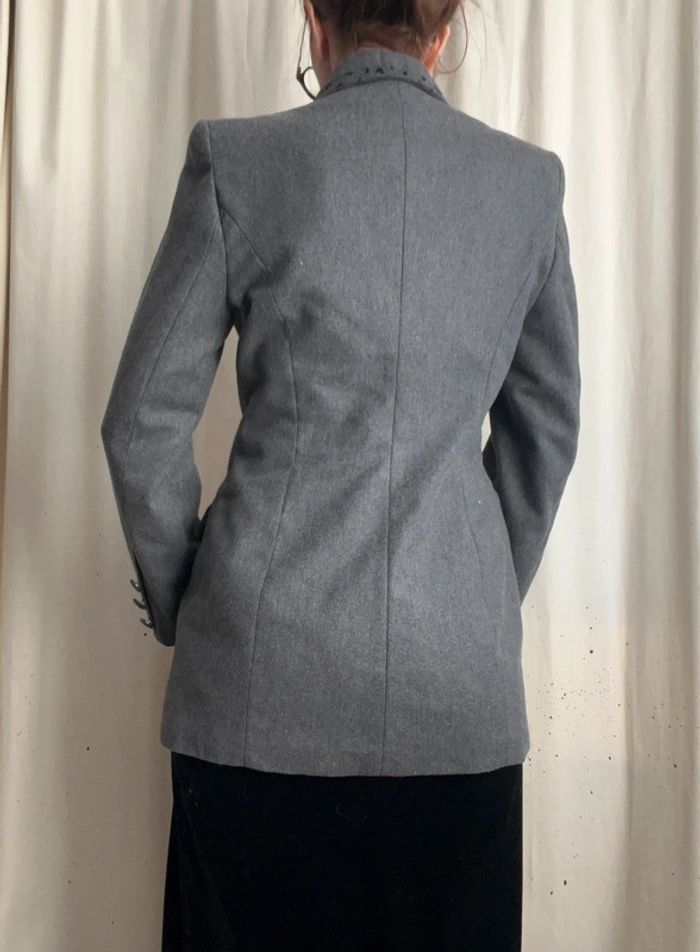 Blazer long gris retro 80s vintage made in France 🇫🇷 Officecore - Taille M - photo numéro 5