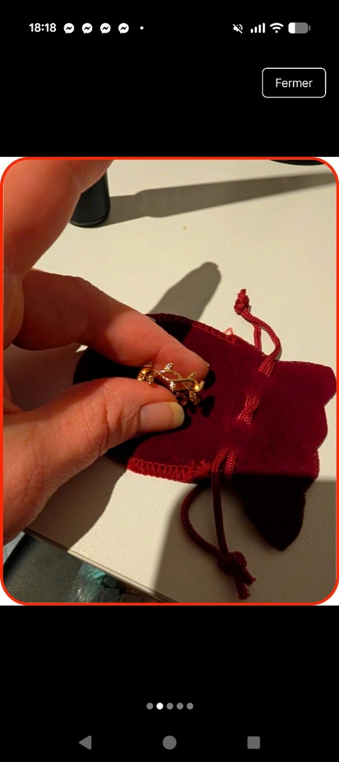 Bague "Feuillage" en Titane Doré - NEUVE - photo numéro 2