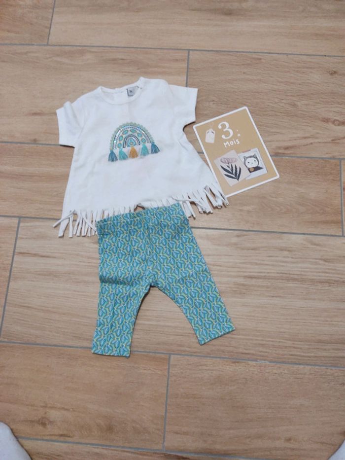 Ensemble 2 pièces 3 mois legging et haut - photo numéro 2