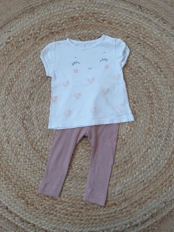 Tenue haut manches courtes et legging côtelé 62 cm