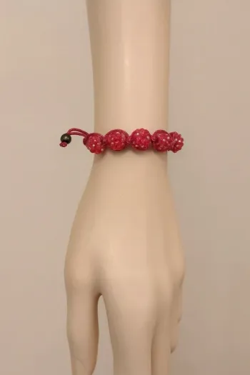 Bracelet perlé rose réglable