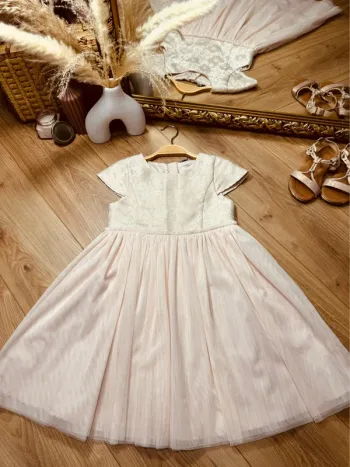 Taille 8 ans robe créateur fille TAO rose poudrer * tulle * 🌸