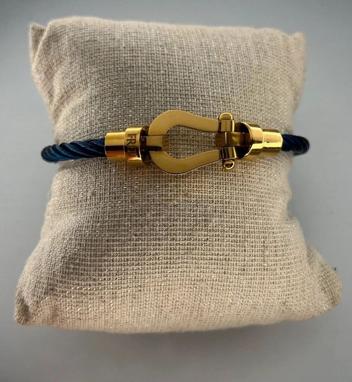 Bracelet style fred bleu avec fermoir doré (23cm) - photo numéro 3