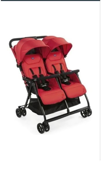 CHICCO Poussette double Ohlala Twin - Dès la naissance - Jusqu'à 15kg - Paprika