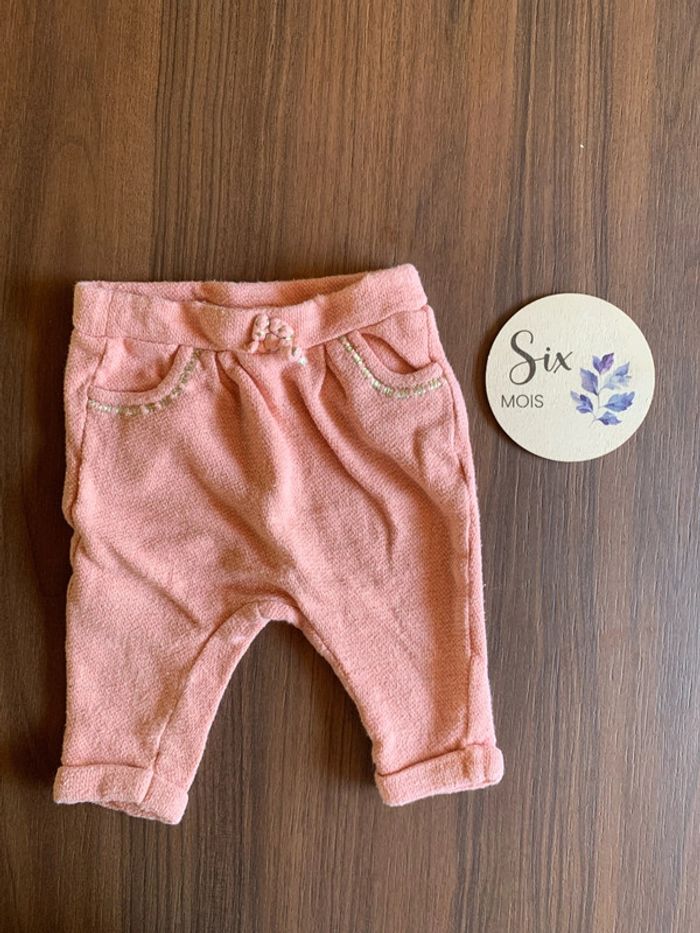 Pantalon rose et fils dorés 6 mois fille Tape a l’œil