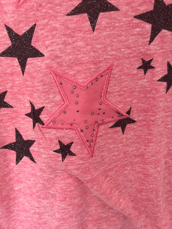 Pull col V, rose chiné avec des étoiles , Purple Queen, Taille unique - photo numéro 7