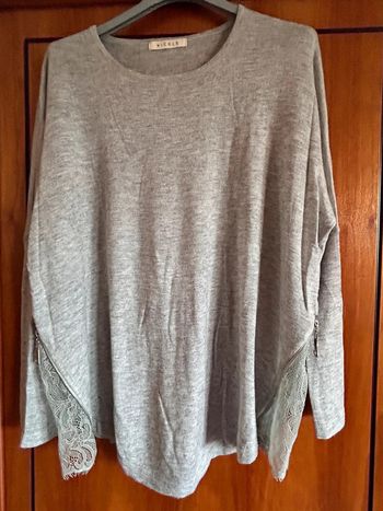 Pull gris dentelle Nicole taille unique