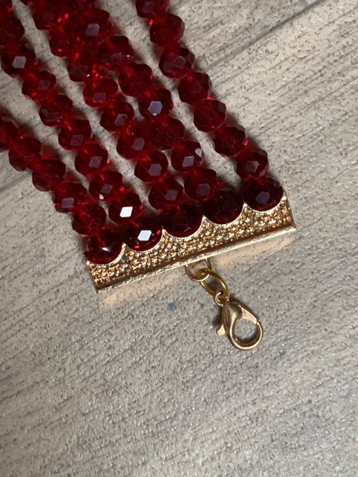 Collier Ras de cou en perle de cristal rouge - photo numéro 5