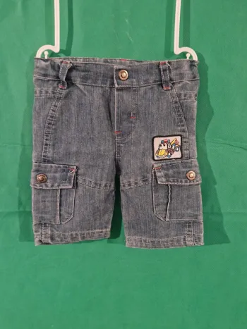 Short cargo en jean avec patch brodé bleu 3-6 mois Sans marque