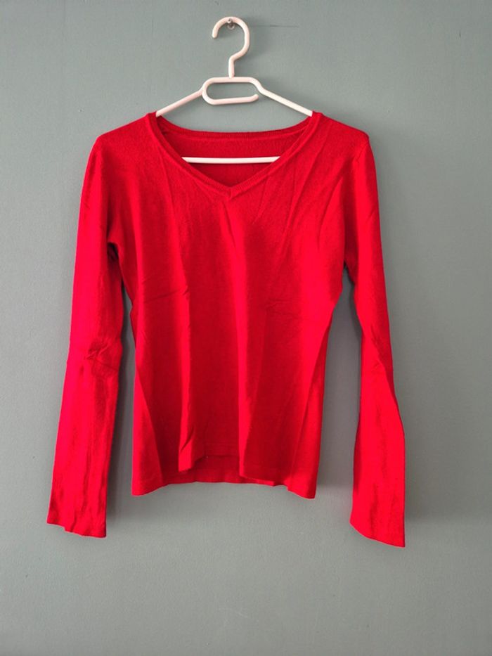 Pull fin rouge moulant taille unique - photo numéro 3