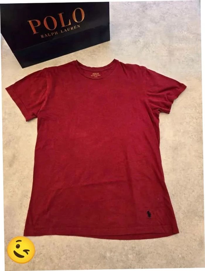 T-shirt Ralph Lauren L coupe col rond rouge Homme Men tee141 - photo numéro 4