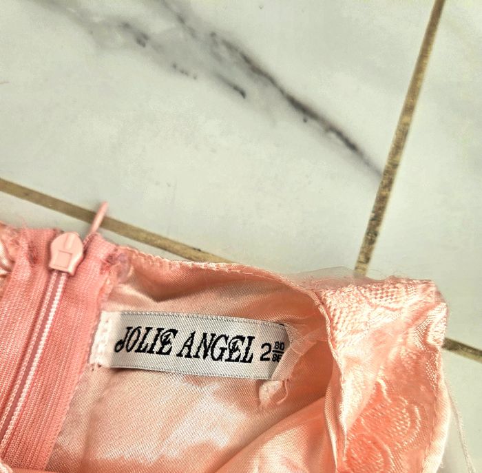 Robe rose fille 2ans comme neuf dentelle cérémonie fête mariage soirée anniversaire nœud tulle - photo numéro 3