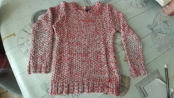 Pull  chiné rouge et blanc