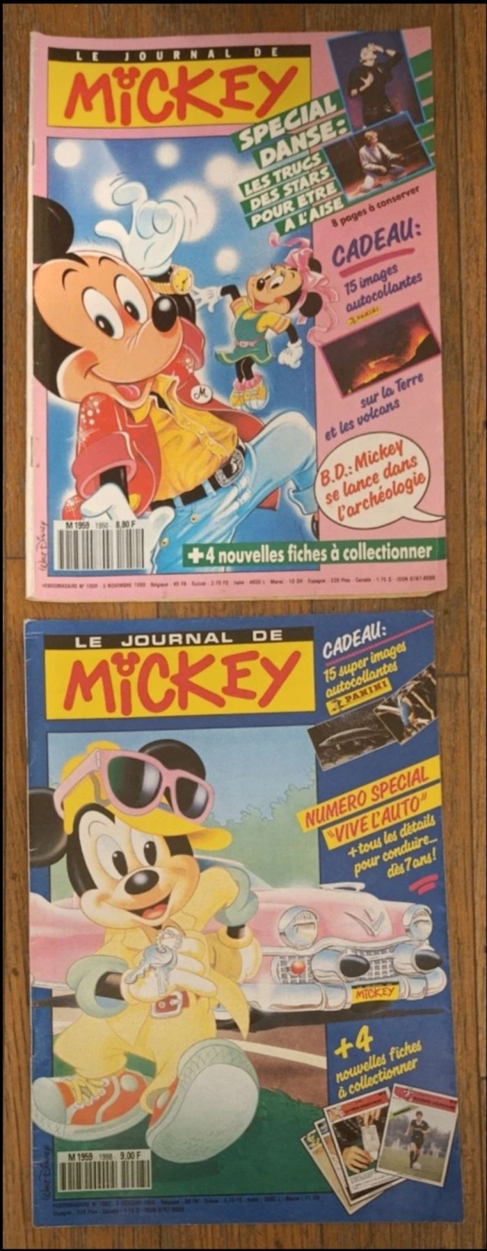 Lot de 2 journaux de Mickey avec Cadeaux vignettes panini découvertes fin 80 début 90 vintage - photo numéro 2