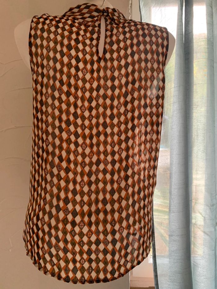Blouse Monoprix motifs losange taille40 manches courtes - photo numéro 7
