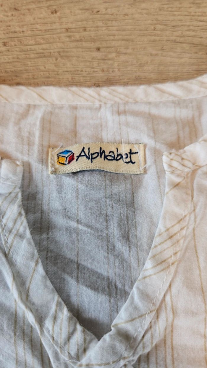 Blouse classique à manches longues, blanche lignée, Alphabet, 6 ans - photo numéro 5