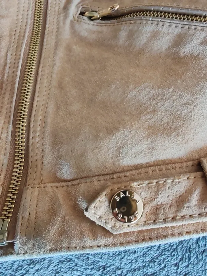 Veste biker en cuir velours Salsa Femme Leather  – Taille S (36) - photo numéro 5