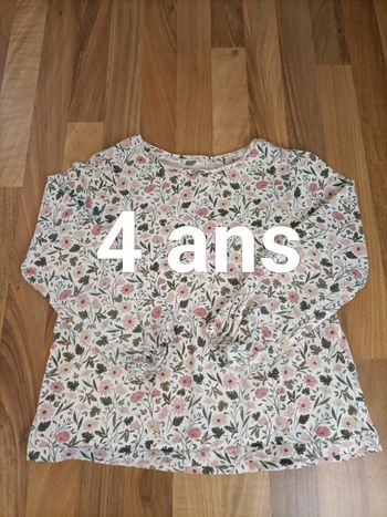 Tee-shirt manches longues fleuri 4 ans Vertbaudet 