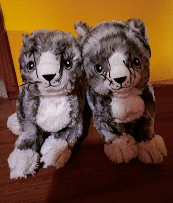 Peluches chats gris/blanc Lilleplutt