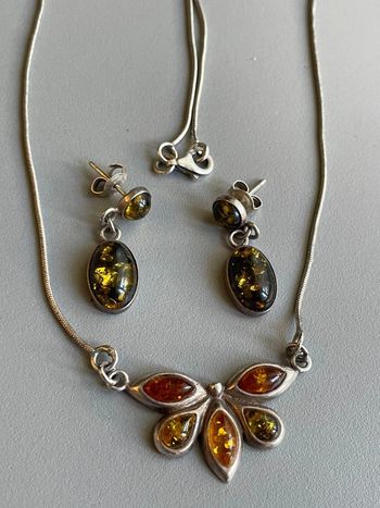 Parure en ambre véritable et argent 925