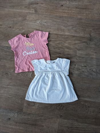 Lot de 2 t shirts fille coton bio 24 mois 2 ans