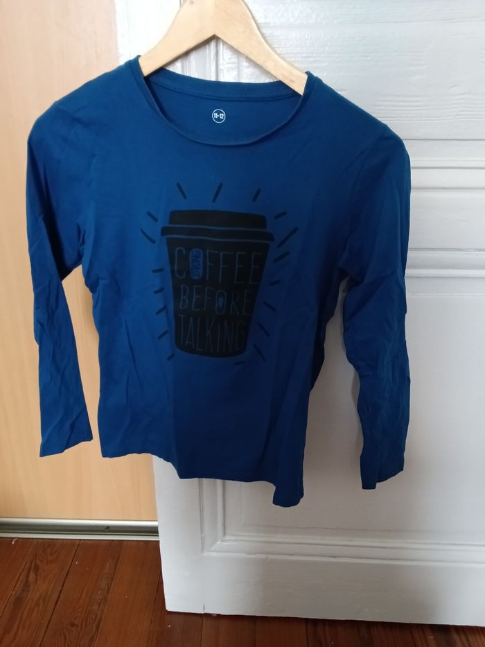 Tee-shirt tex bleu et noir