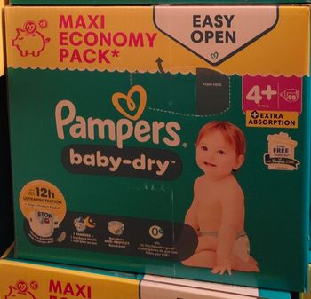 Lot de 98 couches Pampers Baby dry t4+