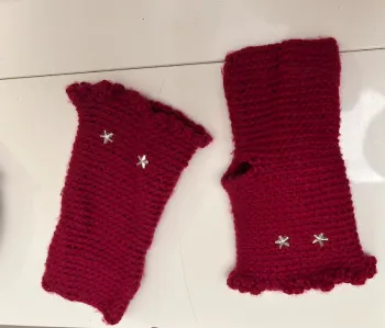 Gants, mitaines, rouge en laine femme