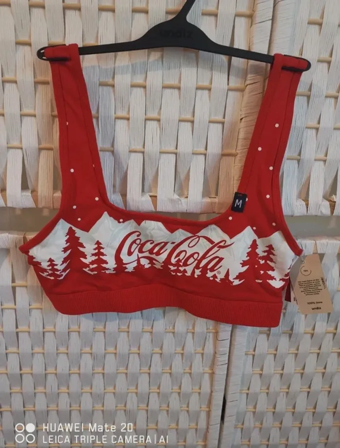 💕Jolie Brassière Coca-Cola Freshcokiz rouge motif hivernal - femme taille M /38 undiz💕 - photo numéro 3