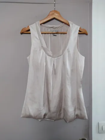 Haut sans manches femme effet soie crème H&M 36 S TBE