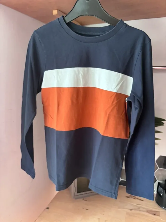 Sublime t-shirt ML marine Camel et blanc 9/10 ans - photo numéro 2