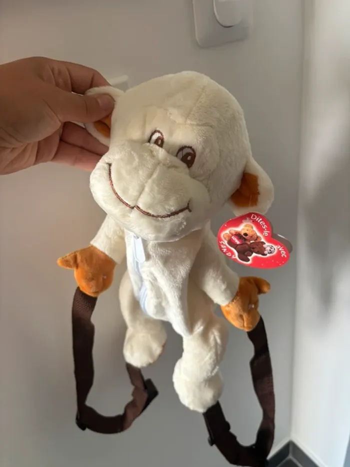 Sac à dos singe blanc cassé neuf - photo numéro 2