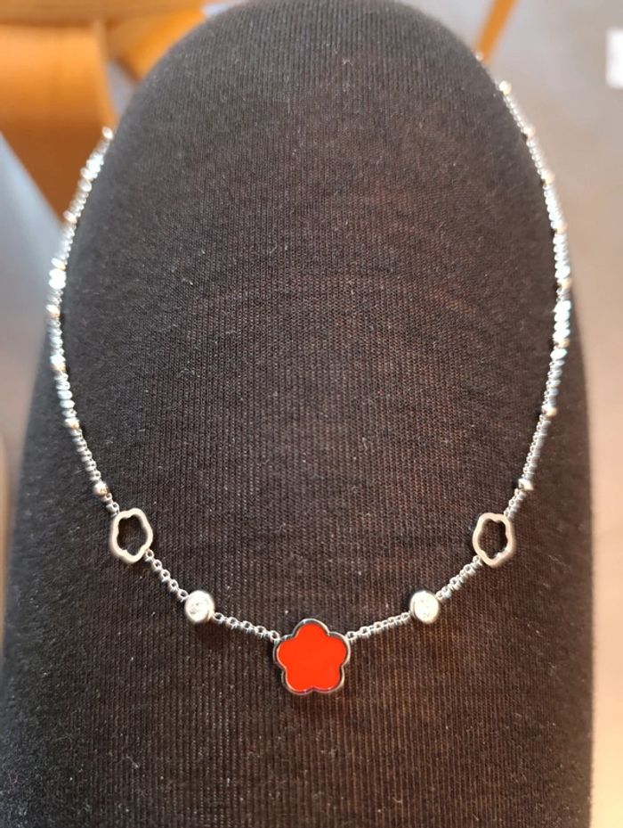 Collier Fleur rouge 🌸 - photo numéro 2