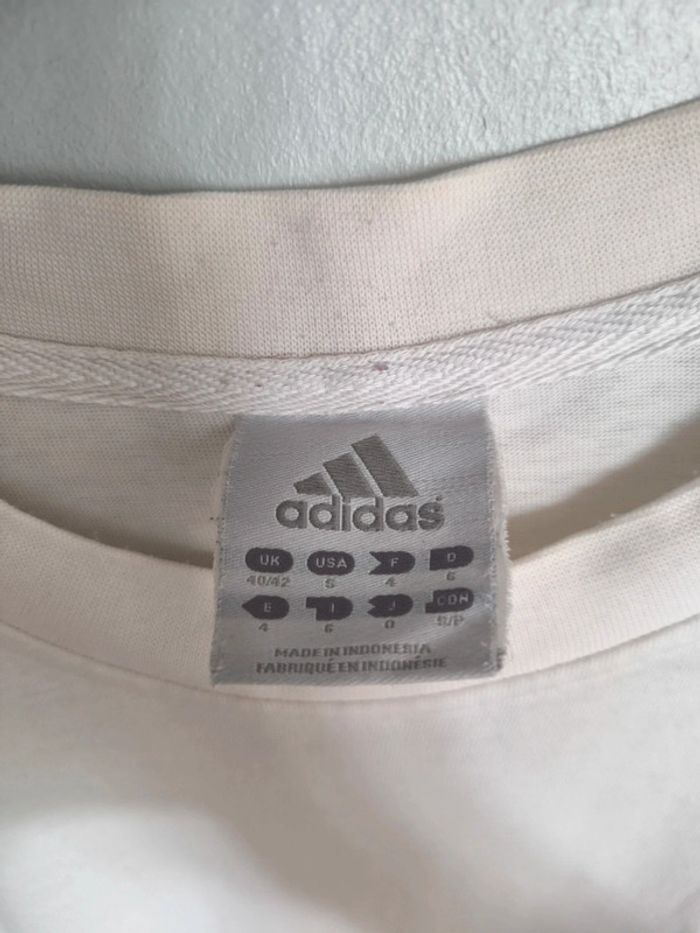 Tee shirt adidas blanc bande grise taille L - photo numéro 3