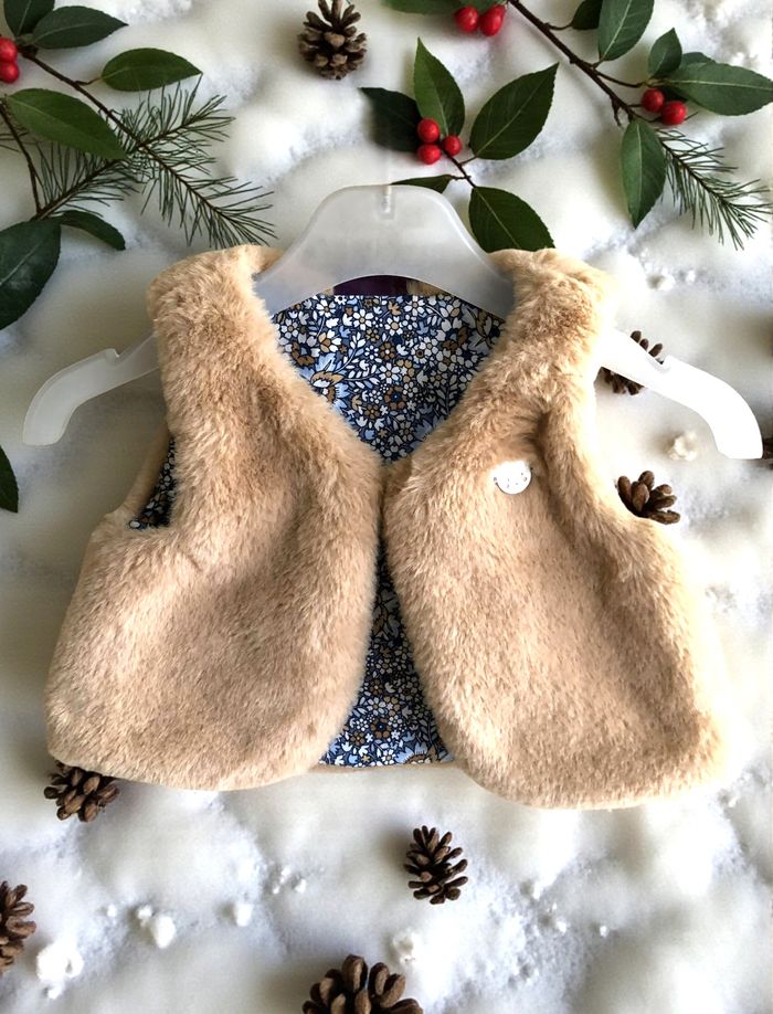 SERGENT MAJOR - NEW - 2P BÉBÉ FILLE IMPRIMÉ LIBERTY, ROBE + BOLÉRO REVERSIBLE 3M - photo numéro 7