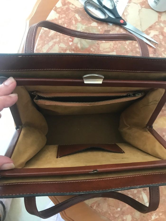Sac bandoulière en cuir marron - photo numéro 3
