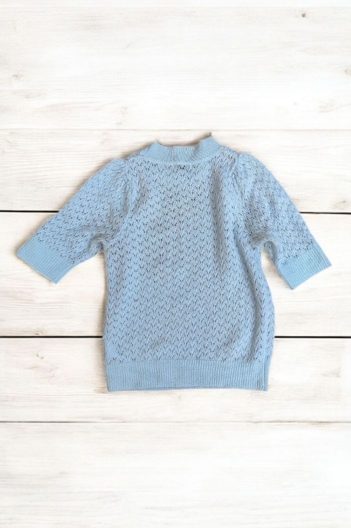 Pull femme en laine  Jacqueline des Young bleu ciel - photo numéro 2
