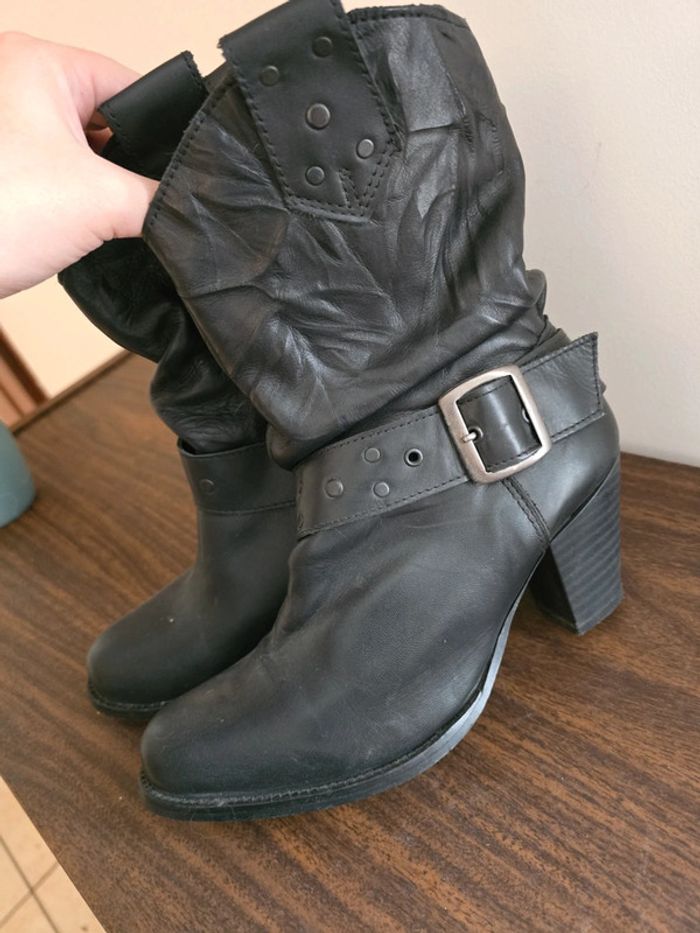 Bottes santiag très bon état noire 37 - photo numéro 9