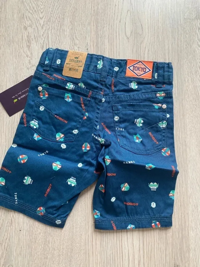 Short bermuda en jean taille 3 ans Sergent Major Neuf Motifs et typo : robot tokyo - photo numéro 2
